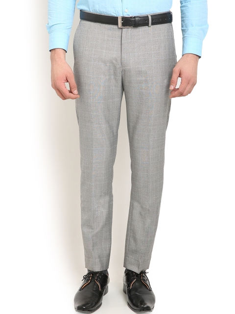 

Blackberrys Grey Checked Skinny Fit Formal Trousers