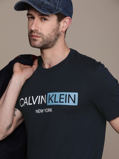 

Calvin Klein Jeans Men Navy Blue Pure Cotton Printed T-shirt