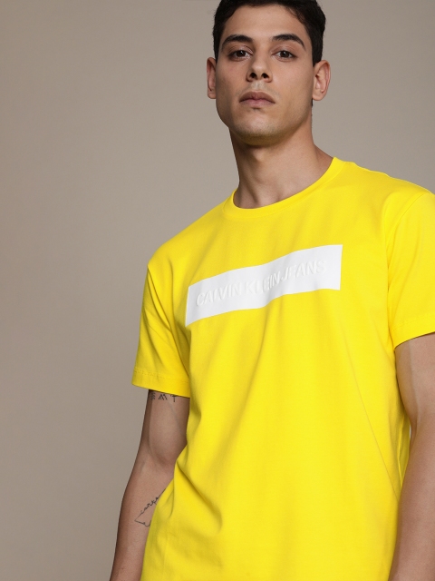 

Calvin Klein Jeans Men Yellow Brand Logo Embossed T-shirt