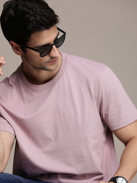 

Calvin Klein Jeans Men Lavender Brand Logo Printed Pure Cotton Organic Cotton T-shirt