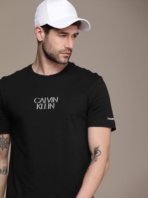 

Calvin Klein Jeans Men Black Brand Logo Printed Organic Cotton T-shirt