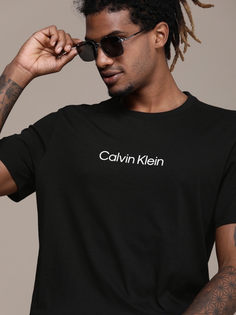 

Calvin Klein Jeans Men Black Brand Logo Printed Pure Cotton T-shirt