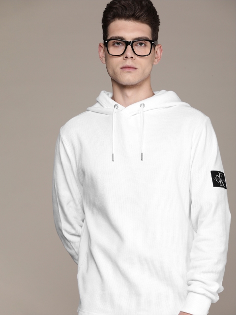 

Calvin Klein Jeans Men White Solid Hooded Sweatshirt