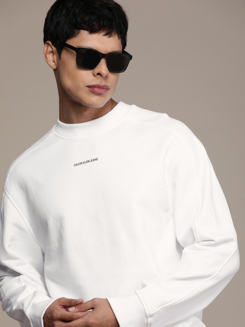 

Calvin Klein Jeans Men White Sweatshirt With Printed Detailing