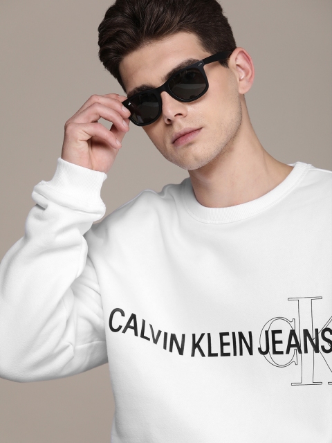 

Calvin Klein Jeans Men White Logo Printed Sweatshirt
