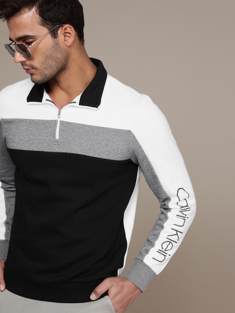 

Calvin Klein Jeans Men White & Black Colourblocked Sweatshirt