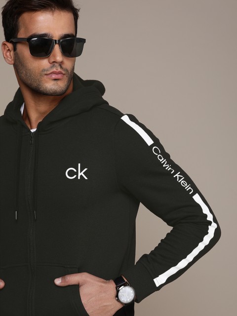 

Calvin Klein Jeans Men Black Hooded Sweatshirt With Printed Detailing