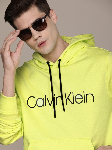 

Calvin Klein Jeans Men Lime Green Printed Hooded Sweatshirt