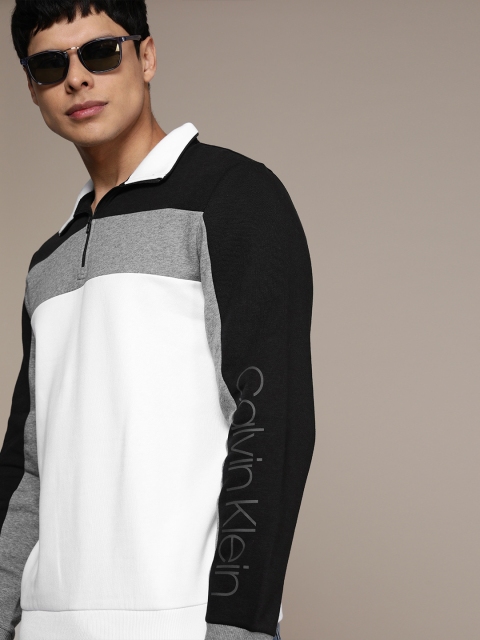 

Calvin Klein Jeans Men Black & White Colourblocked Sweatshirt