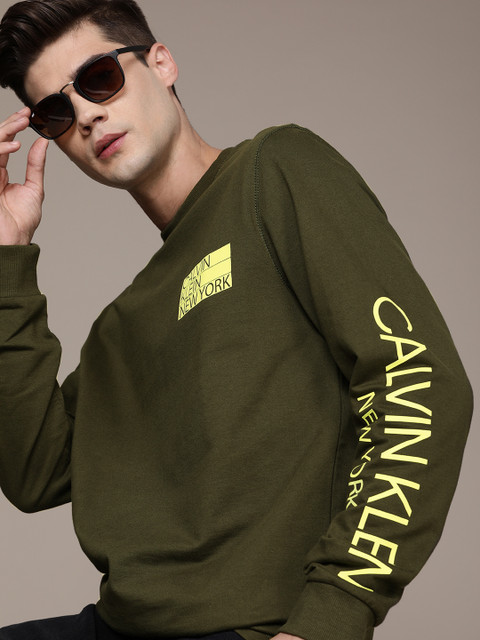

Calvin Klein Jeans Men Olive & Yellow Printed Sweatshirt