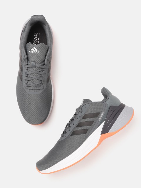 

ADIDAS Men Charcoal Grey and Black Woven Design RESPONSE SR Running Shoes