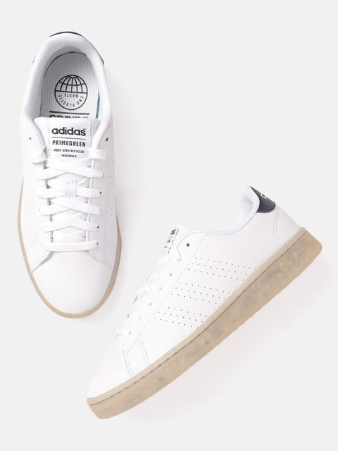 

ADIDAS Men White Perforated Advantage Eco Sustainable Tennis Shoes