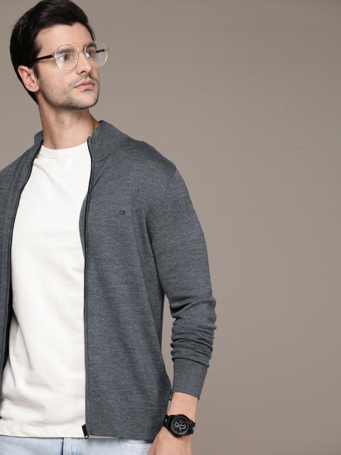 

Calvin Klein Jeans Men Grey Solid Front-Open Sweater