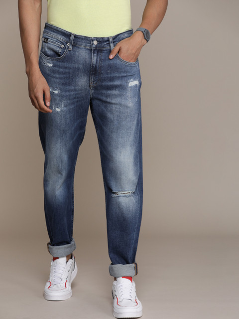 

Calvin Klein Jeans Men Blue Slim Tapered Fit Low Distress Heavy Fade Stretchable Jeans