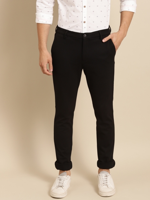 

United Colors of Benetton Men Black Solid Slim Fit Trousers