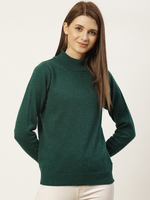 

Monte Carlo Women Green Solid Turtle Neck Pullover
