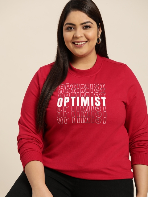 

Sztori Plus Size Women Red Printed Sweatshirt