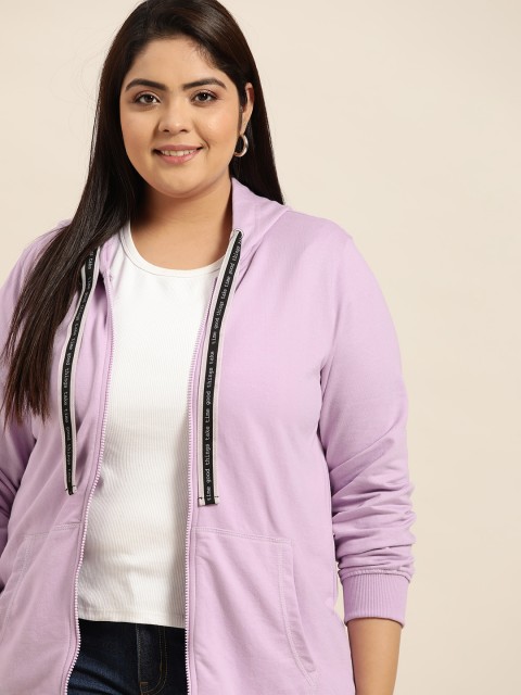 

Sztori Women Plus Size Lavender Solid Hooded Sweatshirt