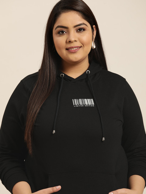 

Sztori Plus Size Women Black Hooded Sweatshirt