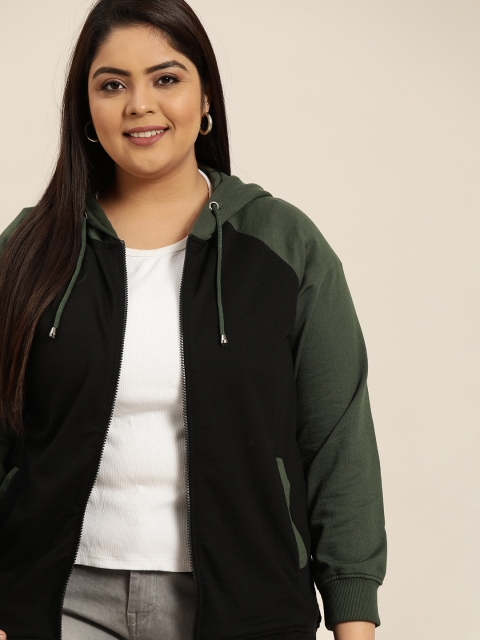 

Sztori Plus Size Women Black Hooded Sweatshirt