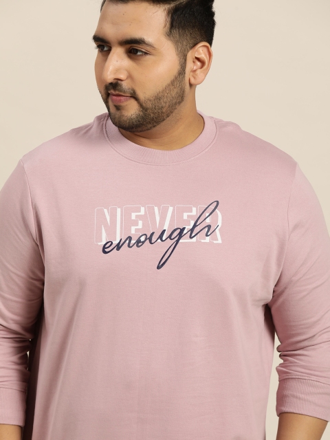 

Sztori Men Plus Size Pink & Navy Blue Pure Cotton Printed Sweatshirt