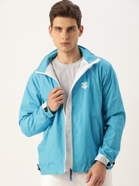 

Sports52 wear Men Blue Printed Hooded Rain Jacket
