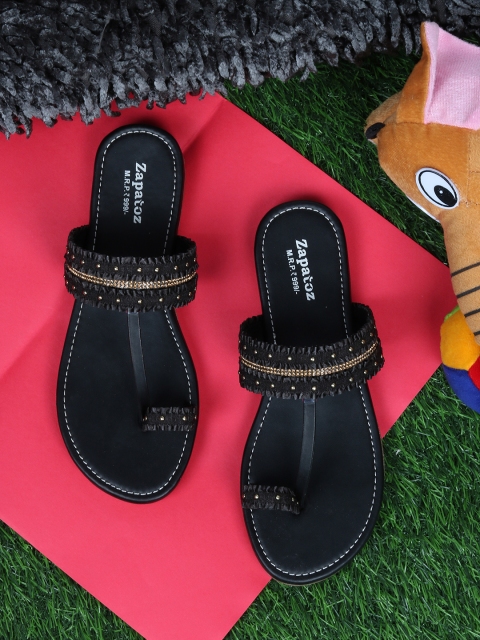 

ZAPATOZ Women Black One Toe Flats