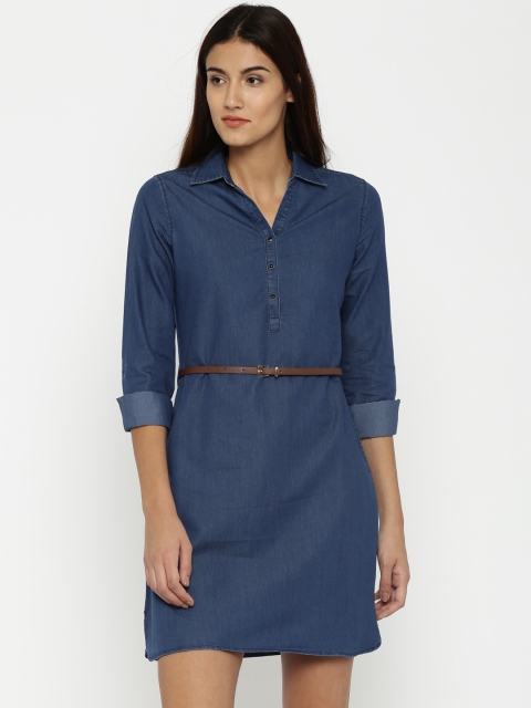 

ELLE Women Blue Denim A-Line Dress