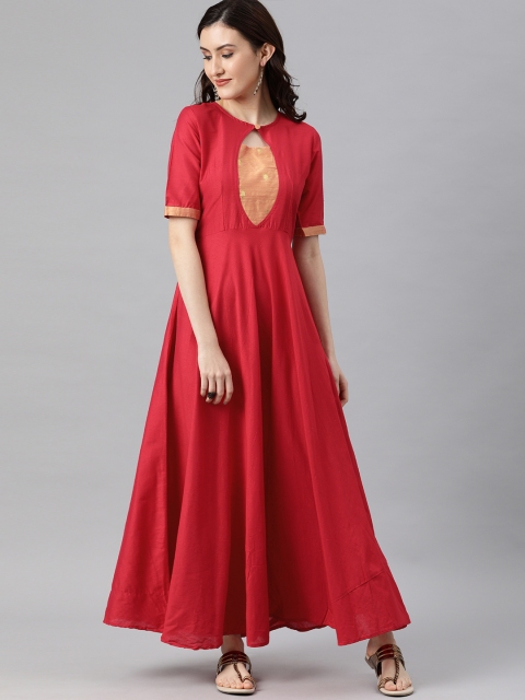

Swishchick Red Solid A-Line Maxi Dress