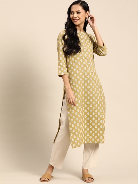 

Prakrti Women Beige & Off White Ethnic Motifs Khari Printed Cotton Kurta