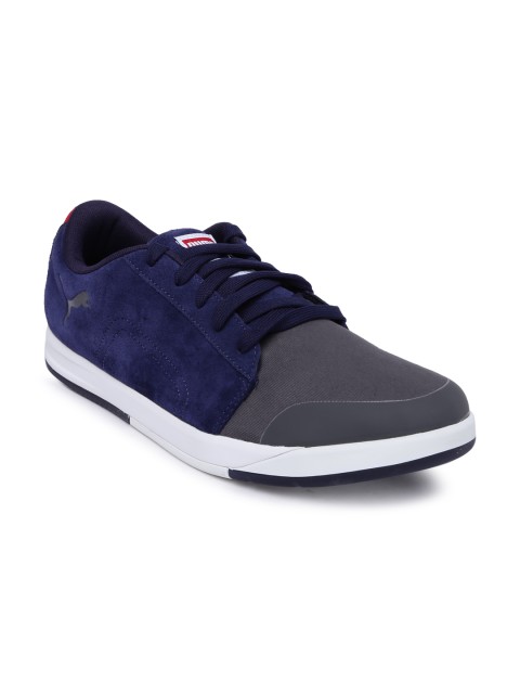 

PUMA Men Navy & Grey Funist Sneakers, Navy blue