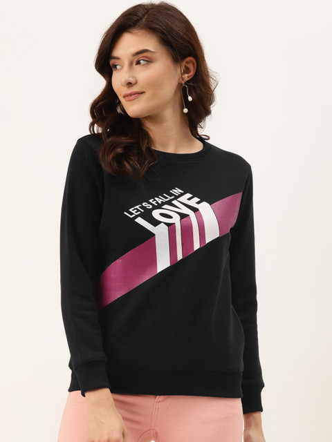 

American Eye Women Black & White Printed Sweatshirt