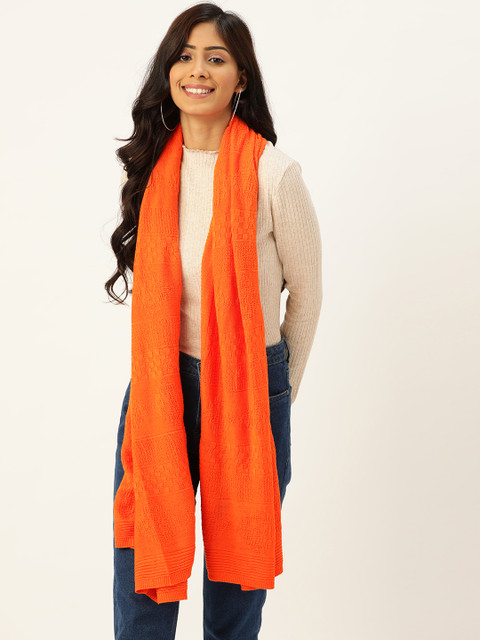 

American Eye Women Orange Woven Design Stole