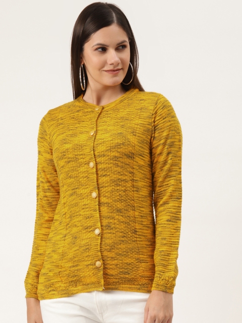 

American Eye Women Mustard Yellow Striped Front-Open