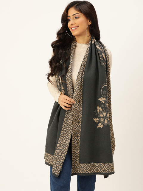 

American Eye Charcoal Grey & Beige Woven Design Stole