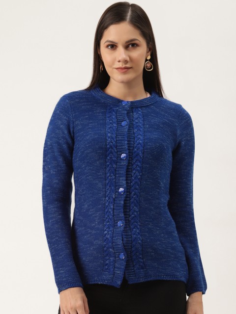 

American Eye Women Blue Self-Design Cardigan