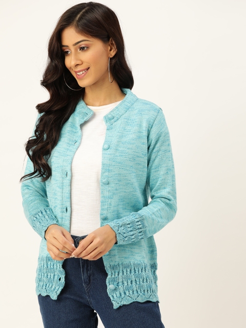 

American Eye Women Blue Speckled Acrylic Cardigan