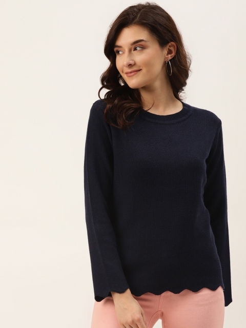 

American Eye Women Navy Blue Solid Pullover