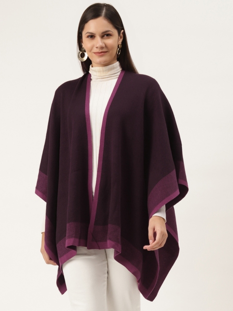 

American Eye Women Burgundy Solid Poncho