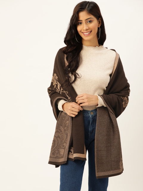 

American Eye Women Brown & Beige Stole with Self-Design Border