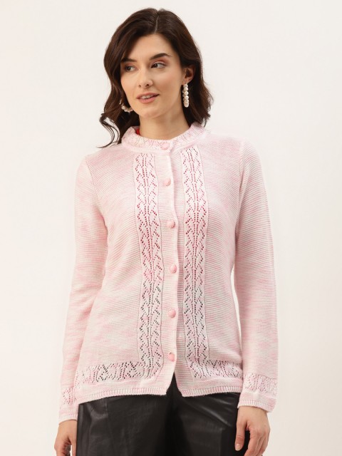 

American Eye Women Pink Solid Cardigan