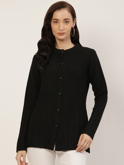 

American Eye Women Black Ribbed Cardigan