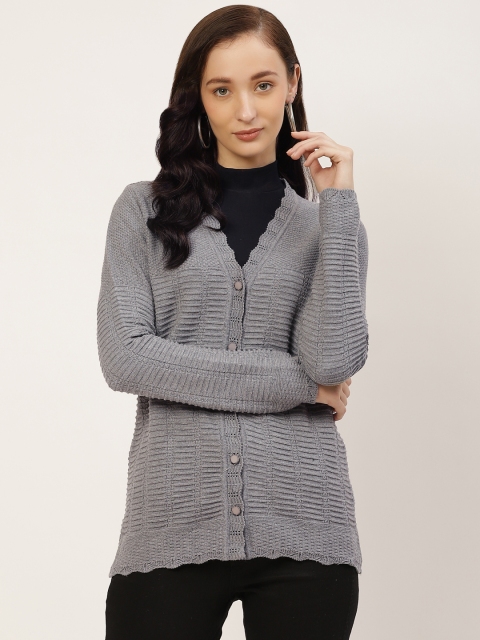 

American Eye Women Grey Self Design Cardigan