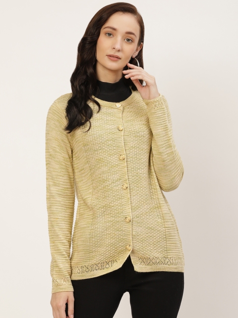 

American Eye Women Beige Self Design Cardigan