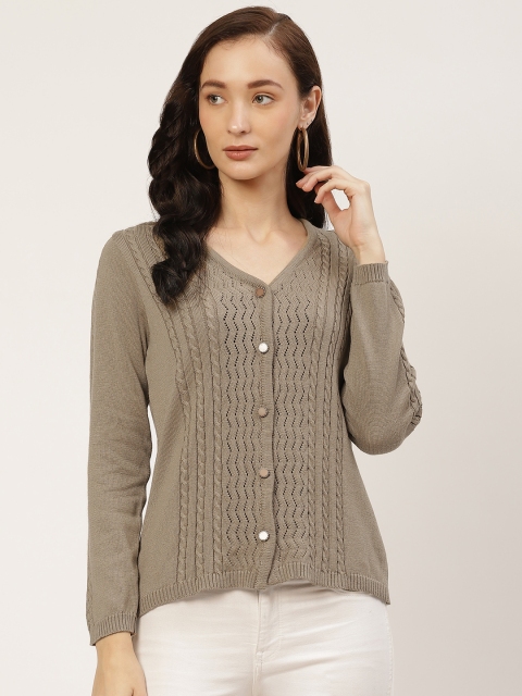 

American Eye Women Beige Cable Knit Cardigan