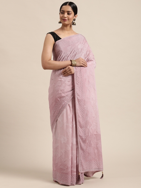 

all about you Mauve Floral Beads and Stones Saree