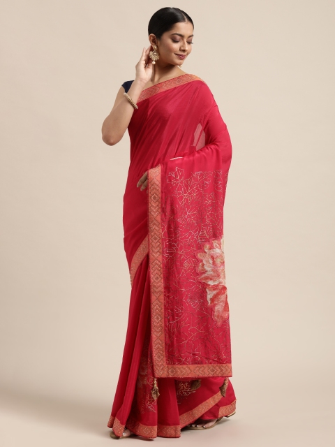 

all about you Pink & White Floral Silk Georgette Saree