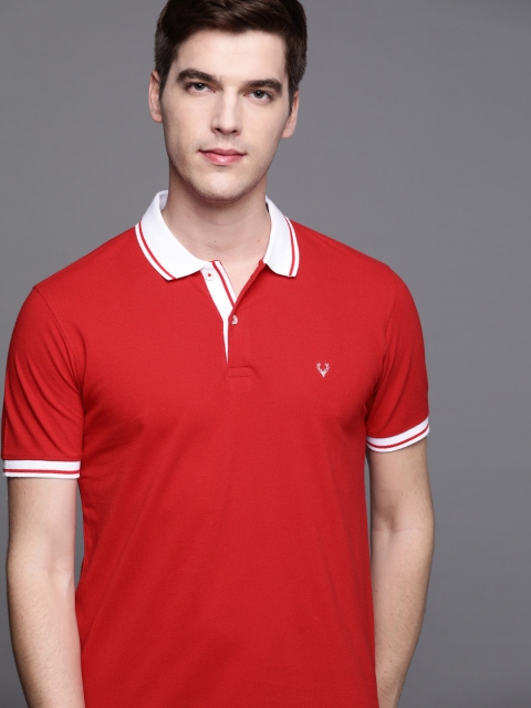 

Allen Solly Men Red Solid Polo Collar T-shirt