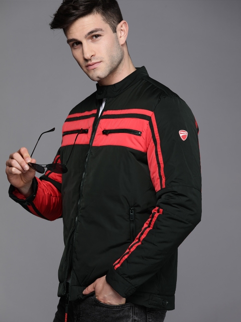 

Ducati Men Black & Red Colourblocked Bomber Jacket