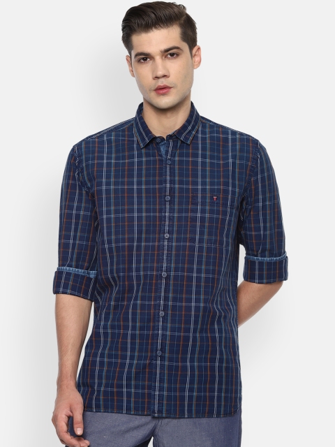 

Louis Philippe Jeans Men Navy Blue Slim Fit Checked Casual Shirt